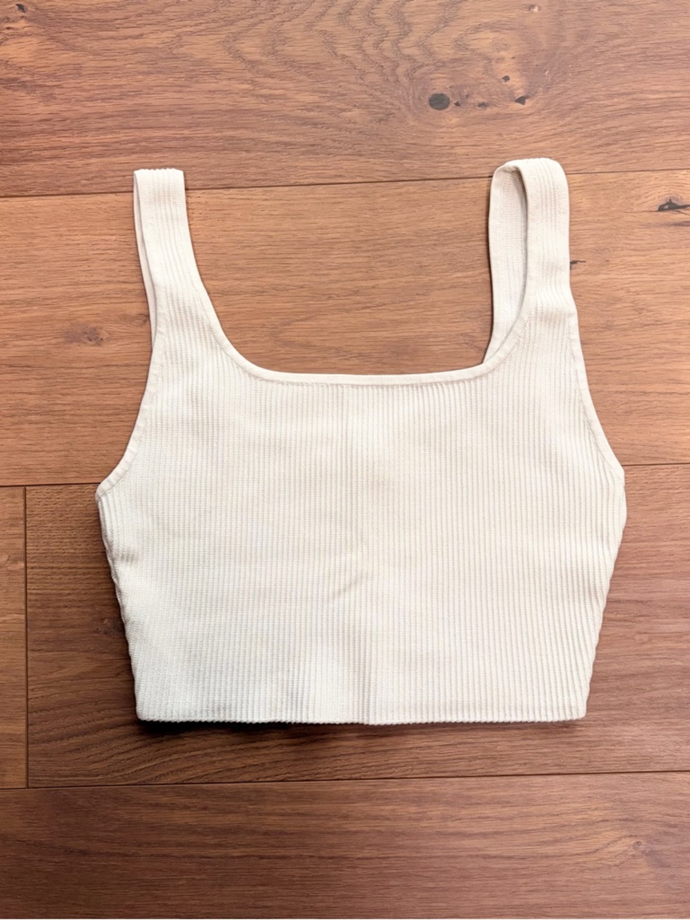 Aritzia Ribbed Sculpt Knit Square-Neck Crop Top